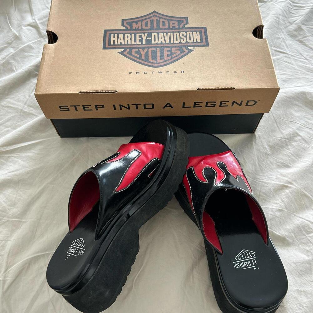 Vintage 90’s Harley Davidson Red Flame Slides❤️‍🔥